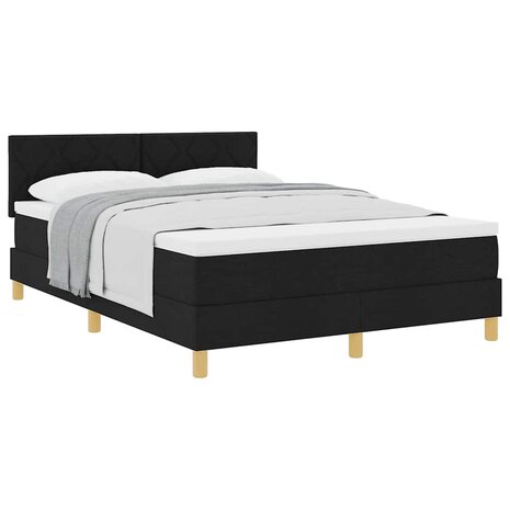 Boxspringbed met Matras Zwart 140x200 cm Stof 2
