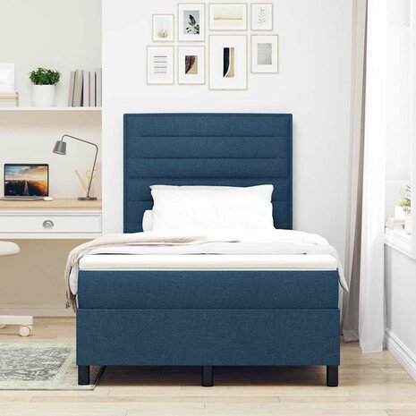 Boxspring Bed met Matras Blauw 120x200 cm Stof 4
