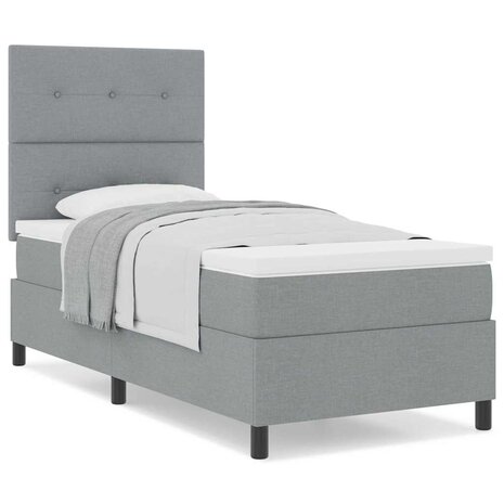 Boxspring Bed met Matras Lichtgrijs 80x200 cm Stof 3