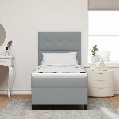 Boxspring Bed met Matras Lichtgrijs 80x200 cm Stof 4