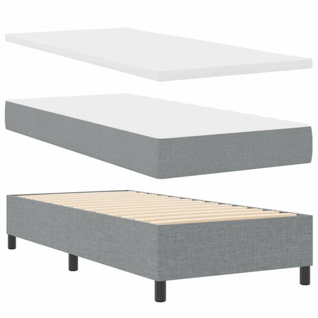 Boxspring Bed met Matras Lichtgrijs 80x200 cm Stof 6