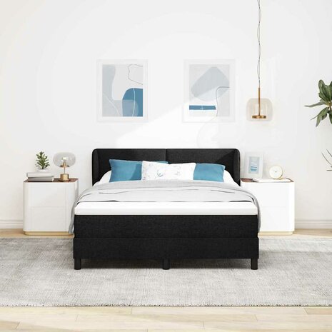 Boxspringbed met matras stof zwart 140x200 cm 4