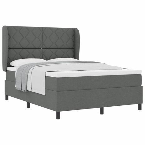 Boxspringbed met matras stof donkergrijs 140x200 cm 2