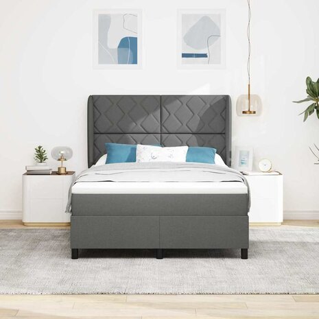 Boxspringbed met matras stof donkergrijs 140x200 cm 3