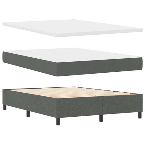 Boxspringbed met matras stof donkergrijs 140x200 cm 4