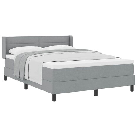 Boxspring Bed met Matras in Lichtgrijs, 140 x 190 cm Stof 2