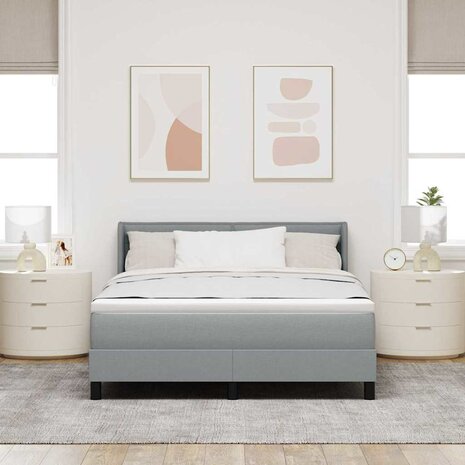 Boxspring Bed met Matras in Lichtgrijs, 140 x 190 cm Stof 4