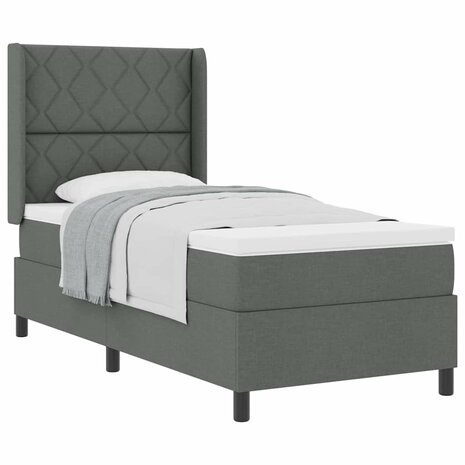 Boxspringbed met matras stof donkergrijs 100x200 cm 2