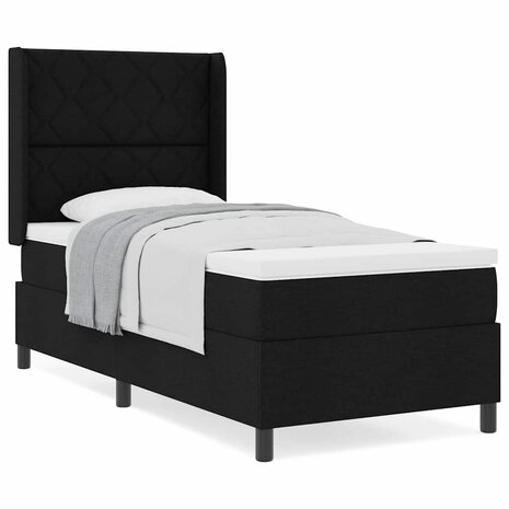 Boxspringbed met matras stof zwart 100x200 cm 3