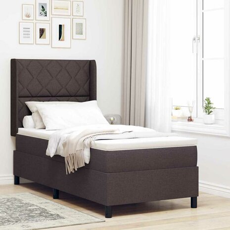 Boxspringbed met matras stof donkerbruin 100x200 cm 1