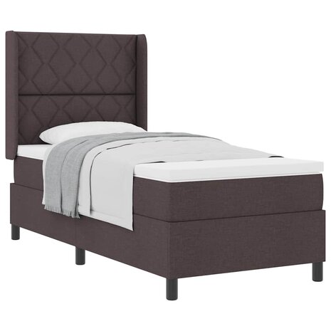 Boxspringbed met matras stof donkerbruin 100x200 cm 2