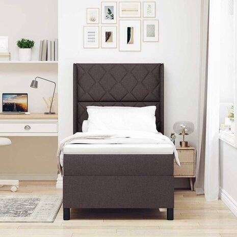 Boxspringbed met matras stof donkerbruin 100x200 cm 4