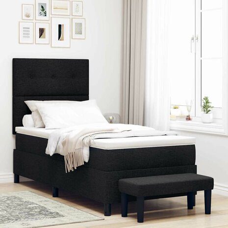 Boxspring Bed met Matras & Bank Zwart 80x200 cm Stof 1