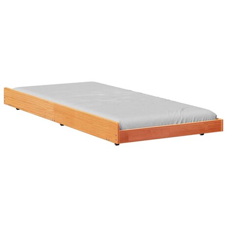 Stapelbed met Wielen Wax Bruin 90x200 cm van Massief Grenenhout 2
