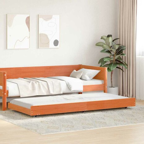 Stapelbed met Wielen Wax Bruin 90x200 cm van Massief Grenenhout 4