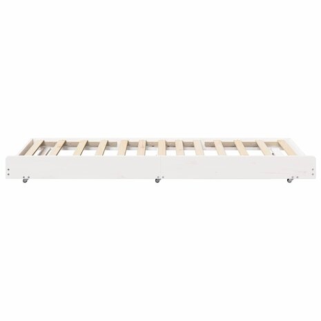 Stapelbed met Wielen Wit 80x200 cm Massief Grenen 7