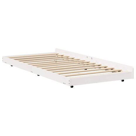 Stapelbed met Wielen Wit 80x200 cm Massief Grenen 8