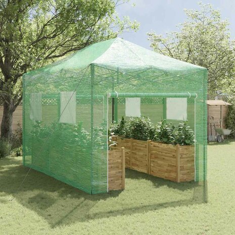Kas met dak Groen 280 x 410 x 315 cm Staal 2