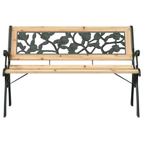 Tuinbank met rugleuning 116 cm rozenpatroon hout 3