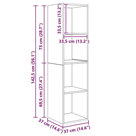 TV-kast set 3 pcs Zwart eiken 37 x 37 x 142.5 cm Bewerkt hout 6