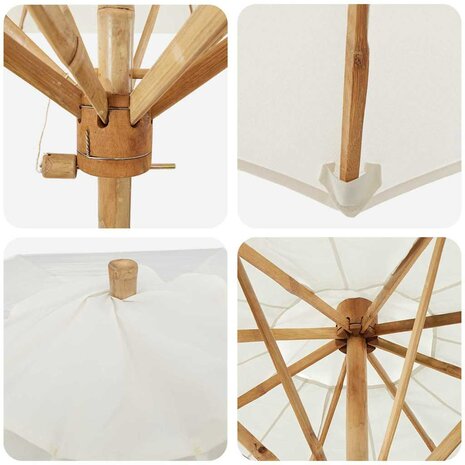 Parasol 180x230 cm bamboe crèmewit 4