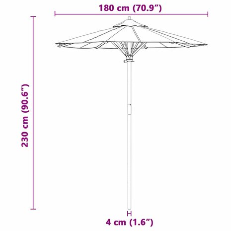 Parasol 180x230 cm bamboe crèmewit 6