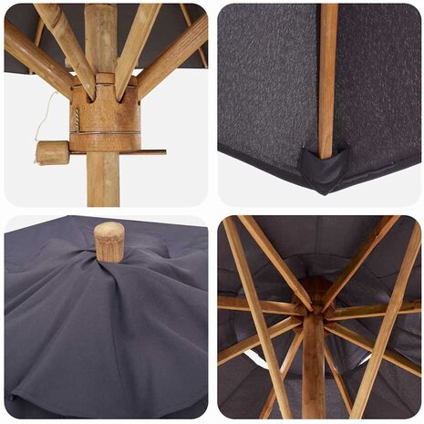 Parasol 150x210 cm bamboe donkergrijs 4