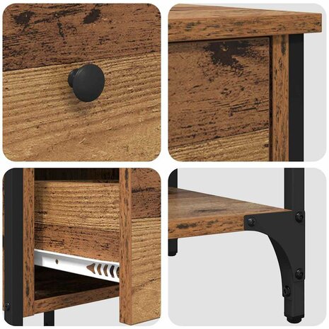 Nachtkast Oud Hout 34x36x70 cm Samengesteld Hout 8