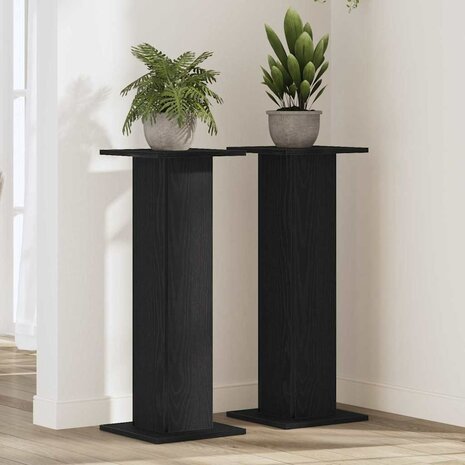 Plantenstandaards 2 st 30x30x80 cm bewerkt hout zwart eiken 1