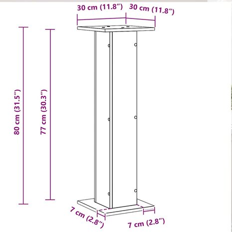 Plantenstandaards 2 st 30x30x80 cm bewerkt hout zwart eiken 8
