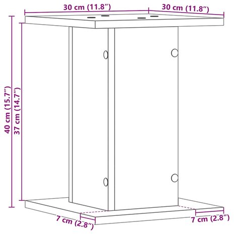 Plantenstandaards 2 st 30x30x40 cm bewerkt hout zwart eiken 8