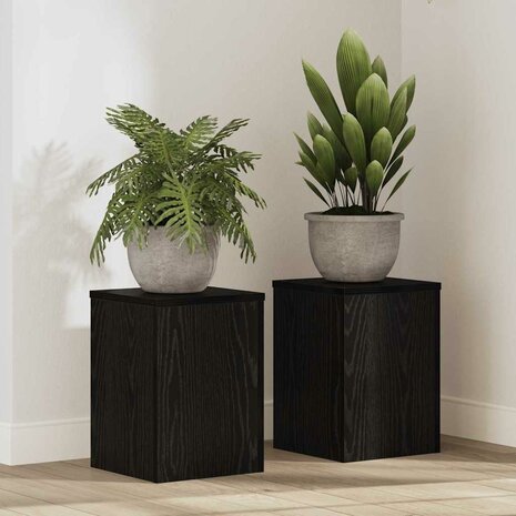 Plantenstandaards 2 stuks Zwarte Eik 25x25x35 cm Geïntegreerd Hout 1