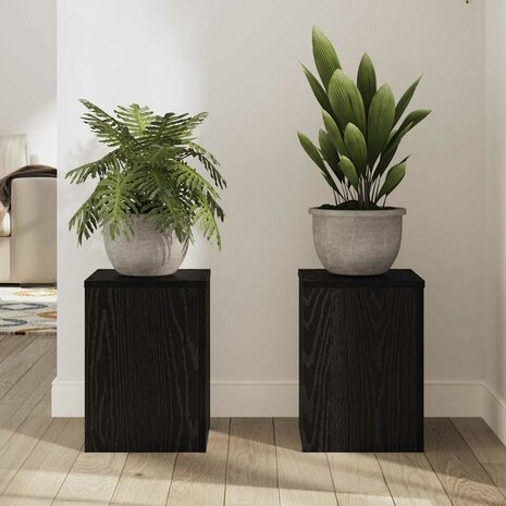 Plantenstandaards 2 stuks Zwarte Eik 25x25x35 cm Geïntegreerd Hout 3