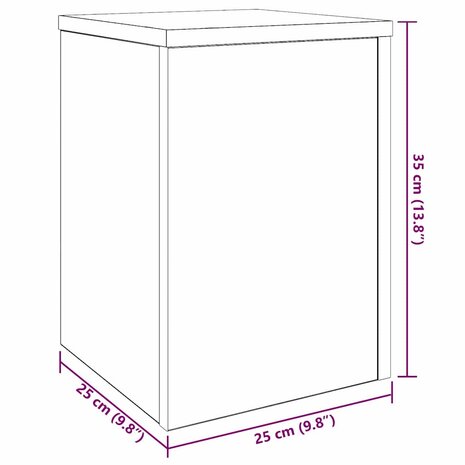 Plantenstandaards 2 stuks Zwarte Eik 25x25x35 cm Geïntegreerd Hout 8