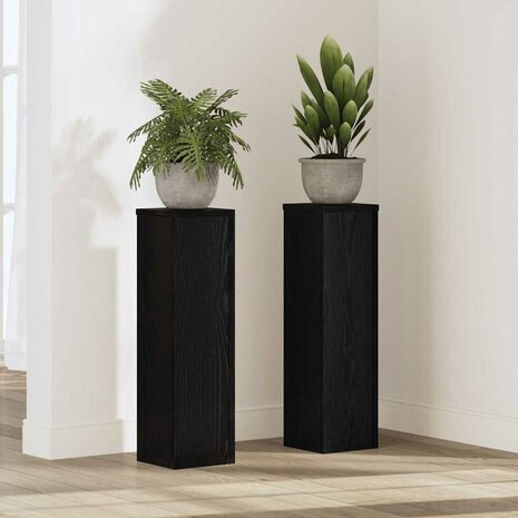 Plantenstandaarden 2 stuks Zwarte Eiken 17x17x60 cm Bewerkt Hout 1