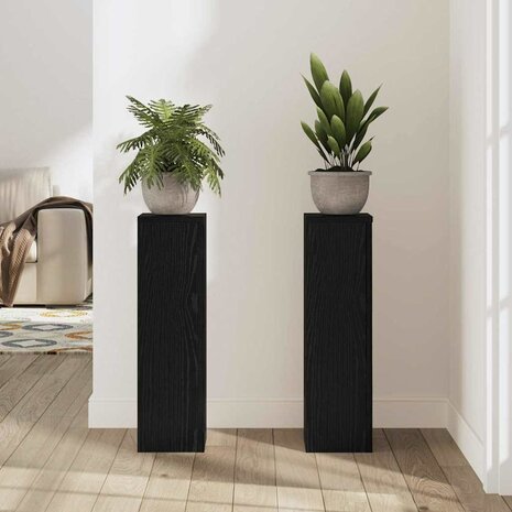 Plantenstandaarden 2 stuks Zwarte Eiken 17x17x60 cm Bewerkt Hout 3