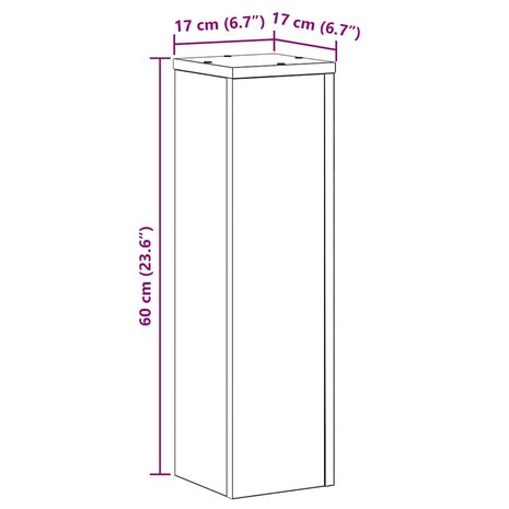 Plantenstandaarden 2 stuks Zwarte Eiken 17x17x60 cm Bewerkt Hout 8