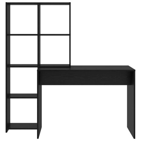Bureau met plank met opslag Zwart eiken 138.5 x 55 x 143 cm Bewerkt hout 3