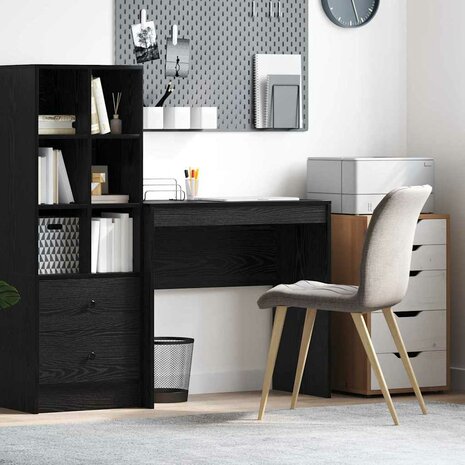 Bureau Zwart Eiken 80x40x76 cm Kunststof Hout 1