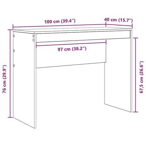 Bureau Gekookt Eiken 100x40x76 cm Gelaagd Hout 7