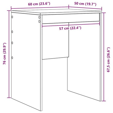 Bureau Beton Grijs 60x50x76 cm Gelaagd Hout 7