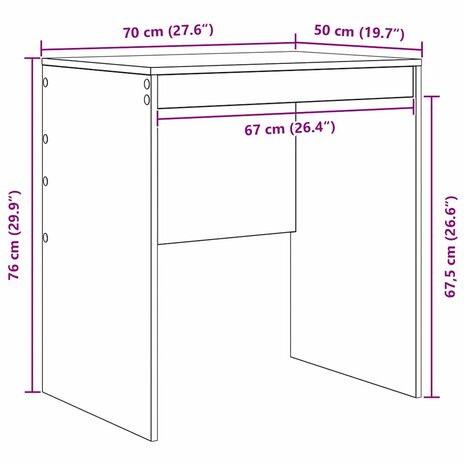 Bureau Betongrijs 70x50x76 cm Gelaagd Hout 7
