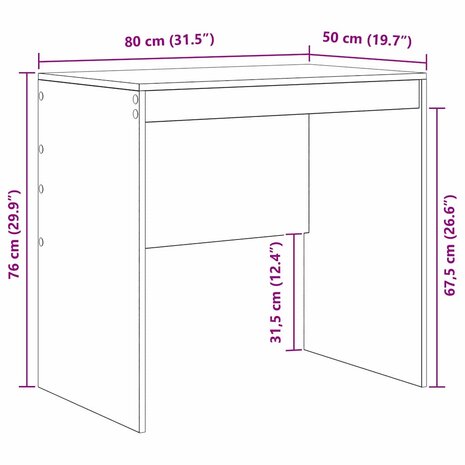 Bureau Sonoma Eik 80x50x76 cm Hout 7