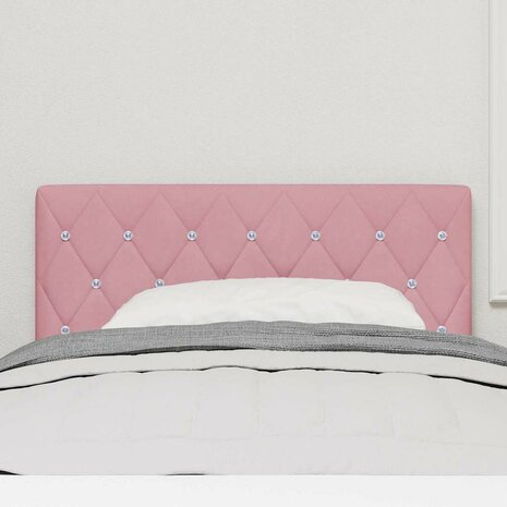 LED Hoofdbord met Kristalknop in Geplooid Roze Velvet, 90 cm 3