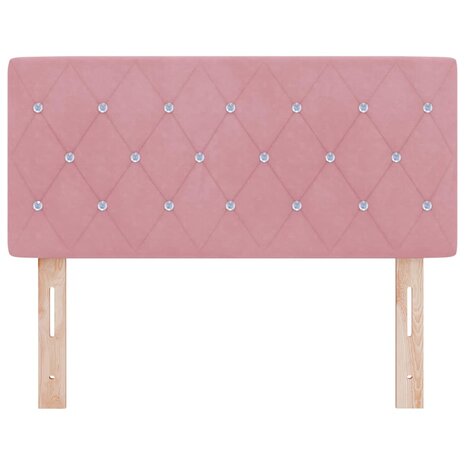 LED Hoofdbord met Kristalknop in Geplooid Roze Velvet, 90 cm 4