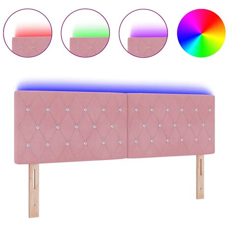 LED Hoofdeinde met Kristalknop Roze 80 cm Velvet 2