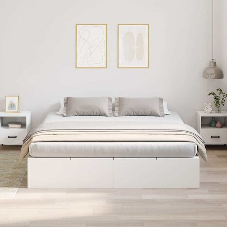 Bedframe met opbergruimte wit 200x200 cm 4