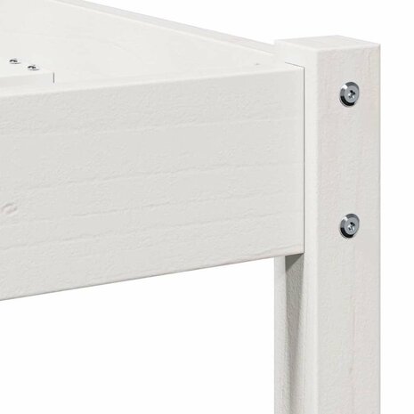 Bedframe met hoofdbord massief grenenhout wit 160x210 cm 6