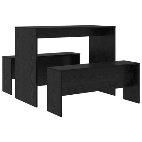 Eetkamerset 2 pcs Zwart eiken 97 x 47 x 75 cm Bewerkt hout 6