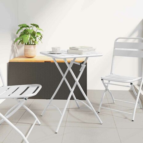 Tuintafel inklapbaar 55x55x73 cm staal wit 1